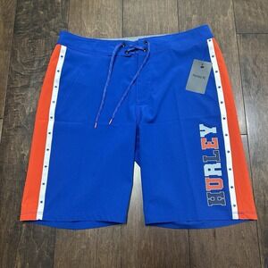 Hurley BBQ Summer School Swim Board Short Red White Blue Nwt Mens 32 $50